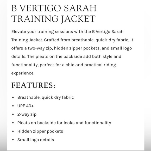 B VERTIGO SARA TRAINING JACKET black XL new with tags dressage equestrian pretty - Picture 15 of 15